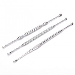 3pcs Spiral Silver Ear Wax Removal Earpick Cleaner Kit Curette Tool