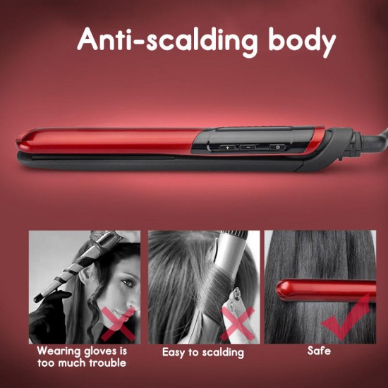 120-200Ã¢â€žÆ’ 2 In 1 Ceramic Hair Straightener Hair Curly 10 Gears Temperature Control LCD Digital Display Flat Iron