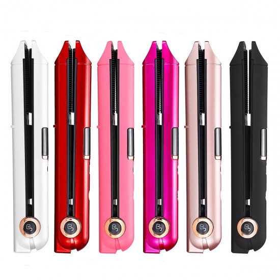 3-IN-1 Cordless Hair Straightener Fast Heating Curler USB Rechargable with LED Display Power Bank Function Hair Flat Iron