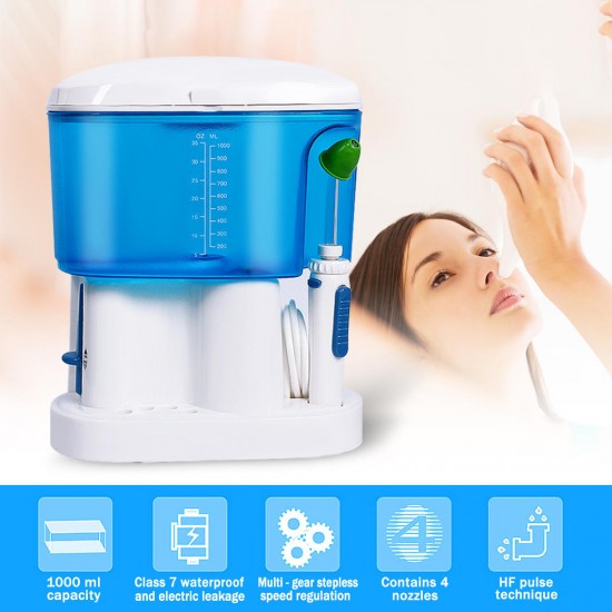 1000ml Electric Pulse Nasal Irrigation System Nasal Sinus Irrigator Kit Neti Pot for Rhinitis Syringe Nose Care Cleaning Washing