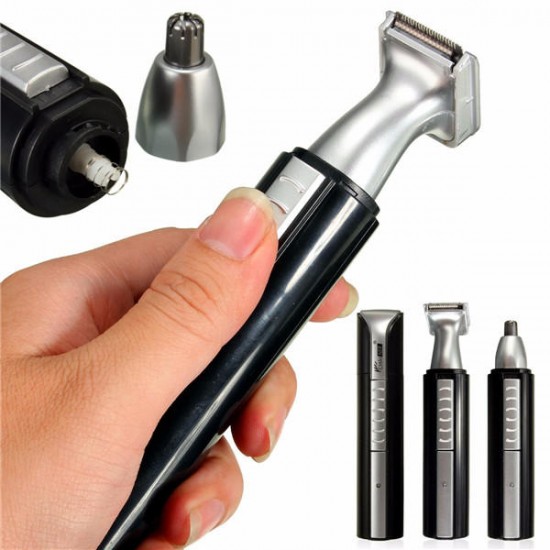 2 in 1 Electric Hair Trimmer Nose Ear Eyebrow Clipper Cleaner Beard Shaver