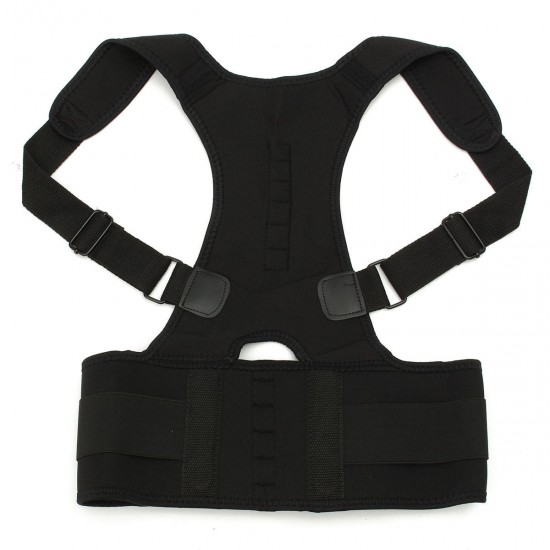 Fully Adjustable Hunchbacked Posture Corrector Lumbar Back Magnets Support Brace Shoulder Band Belt