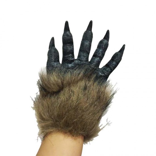 Halloween Black Werewolf Horror Claw Long Hair Beast Simulation Wolf Gloves