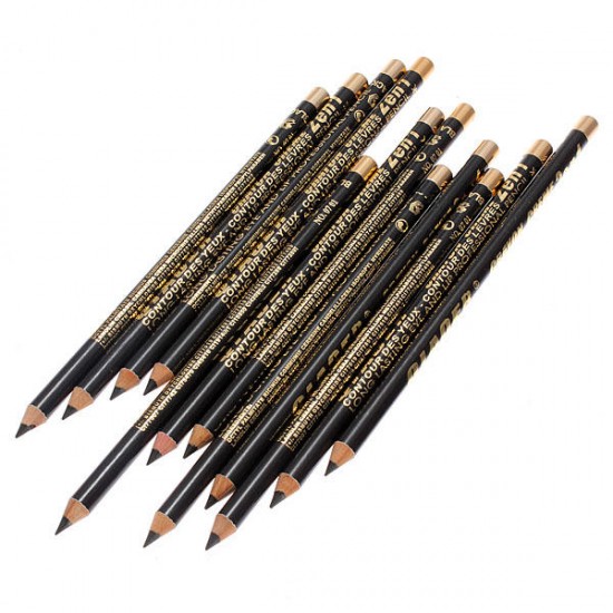 12pcs Black Makeup Cosmetic Eyeliner Eyebrow Pencil Waterproof