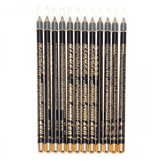12pcs Black Makeup Cosmetic Eyeliner Eyebrow Pencil Waterproof 12pcs Black Makeup Cosmetic Eyeliner Eyebrow Pencil Waterproof