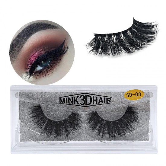 1Pair 3D Mink Hair Black False Eyelashes Makeup Cosmetics Handmade Thick Natural Long