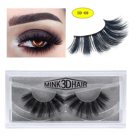 1Pair 3D Mink Hair Black False Eyelashes Makeup Cosmetics Handmade Thick Natural Long