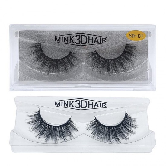 1Pair 3D Mink Hair Black False Eyelashes Makeup Cosmetics Handmade Thick Natural Long