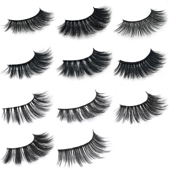 1Pair 3D Mink Hair Black False Eyelashes Makeup Cosmetics Handmade Thick Natural Long