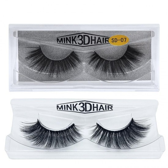 1Pair 3D Mink Hair Black False Eyelashes Makeup Cosmetics Handmade Thick Natural Long