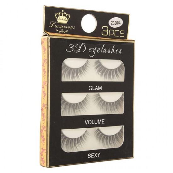 3 Pairs False Eyelashes Makeup Black Handmade Cluster Natural Long Eyelashes