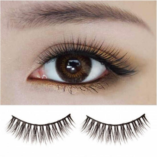 3 Pairs False Eyelashes Makeup Black Handmade Cluster Natural Long Eyelashes