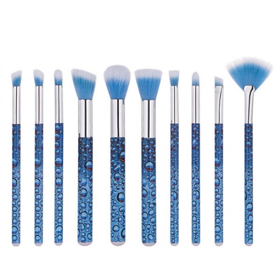 10Pcs Soft Makeup Brushes Set Blue Eye Shadow Foundation Powder Brush