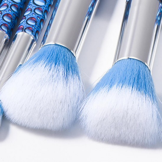 10Pcs Soft Makeup Brushes Set Blue Eye Shadow Foundation Powder Brush