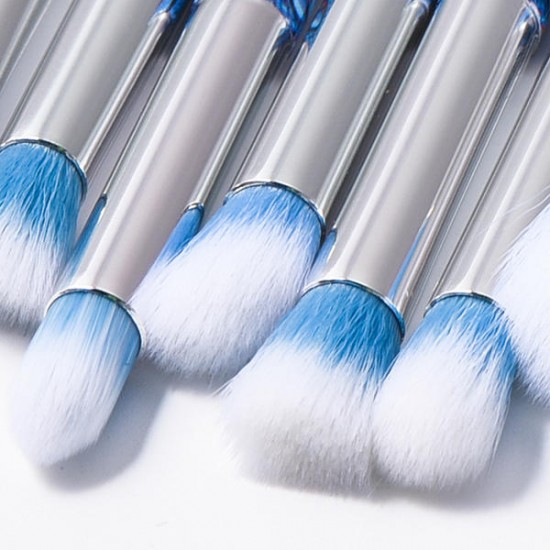 10Pcs Soft Makeup Brushes Set Blue Eye Shadow Foundation Powder Brush