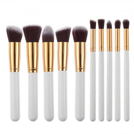 10Pcs White Foundation Makeup Tools Cosmetic Brushes Set Kit