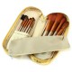 12Pcs Gold Professional Makeup Blush Eye Shadow Eyeliner Brush Set with Zipper Leather Bag Kit