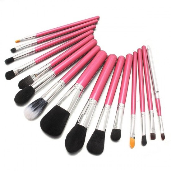 15Pcs Makeup Brushes Eye Shadow Foundation Blush Powder Cream Cosmetic Tools Black Pink Blue Yellow