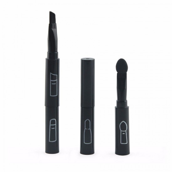 4 In 1 Black Eye Makeup Brushes Kit Eyebrow Lip Shaving Sponge Eyeshadow Brush Cosmetic Tool