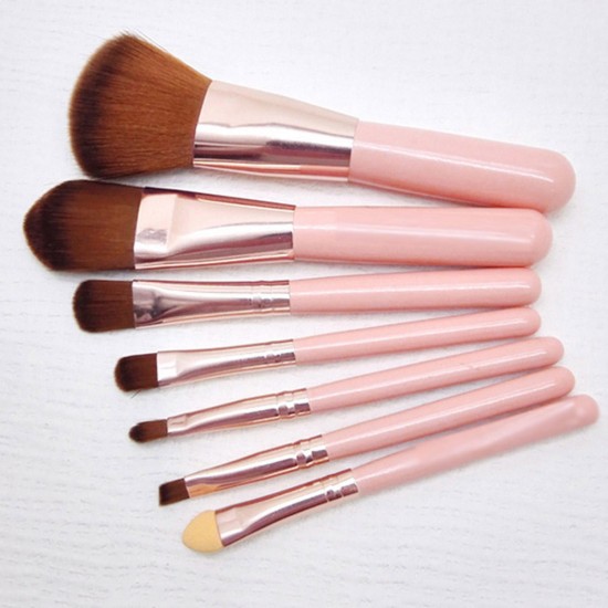 7Pcs Cosmetic Brushes Set Foundation Brush Eye Shadow Lip Brow Brush Makeup Tools Set