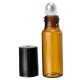 10pcs Amber Glass Roll On Roller Bottles Perfume Essential Oils Refillable Bottle With Metal Ball
