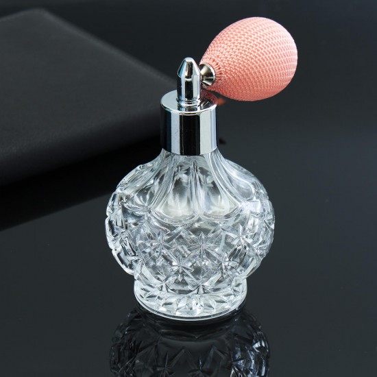 80ml Vintage Crystal Glass Spray Atomizer Perfume Bottle Clear Long Black Bulb