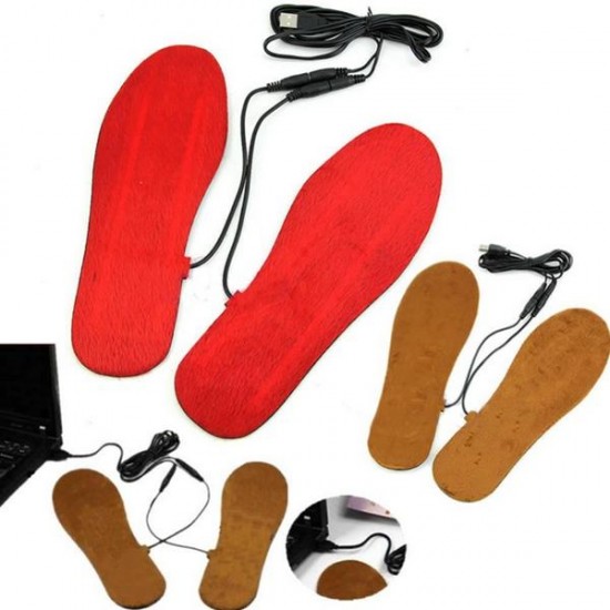 1 Pair USB Electric Powered Heated Tools Insoles Keep Feet Warm Pad Free Size