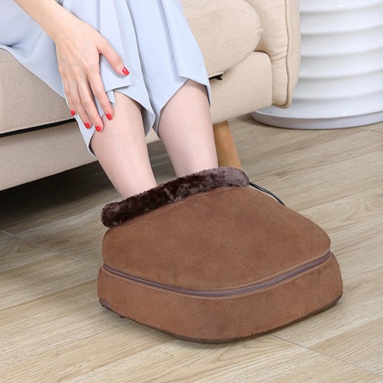 2 IN 1 Unisex Velvet Electric Heated Foot Massager Comfort Warmer Suede Boots