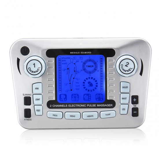 2 Output Channel 4 Modes Tens Unit Muscle Stimulator Electric Digital Massager Physical Therapy