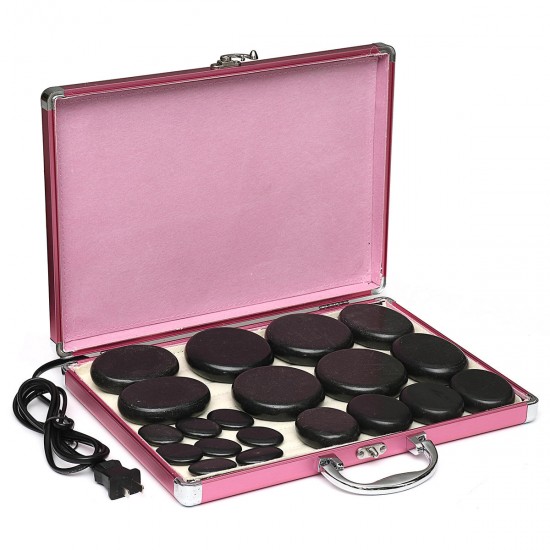 20Pcs Electric Massager Health Energy Volcanic Hot Stone Sets With Heating Box