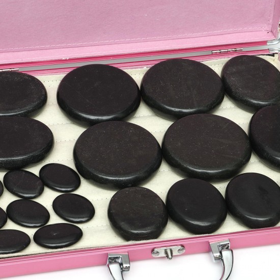 20Pcs Electric Massager Health Energy Volcanic Hot Stone Sets With Heating Box