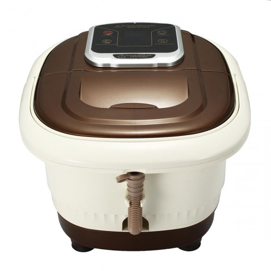 220V Foot Spa Bath Electric Massager Tem/Time Set Heat Bubble Vibration Water Fall W/4 Roller