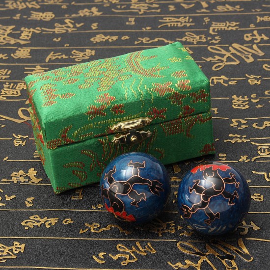2pcs 42mm Chinese Health Dragon Exercise Stress Relaxation Therapy Massage Baoding Ball