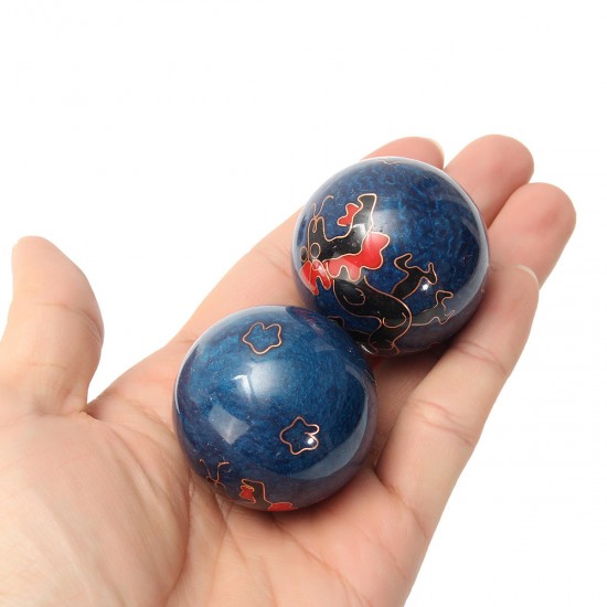 2pcs 42mm Chinese Health Dragon Exercise Stress Relaxation Therapy Massage Baoding Ball