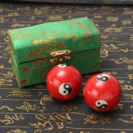 2pcs 42mm Chinese Health Yin Yang Therapy Tools Exercise Stress Relaxation Massage Baoding Ball