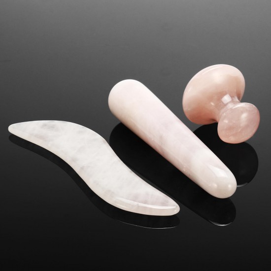 3PCS Nature Crystal Opal Massage Wand GuaSha Scraping Massage Tool Manual Massager Reiki Healing Therapy Stick Stone Yoni Eggs