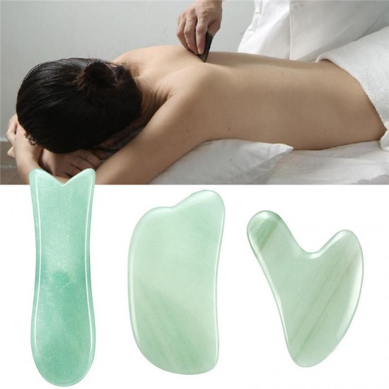 3pcs Green Natural Jape Gua Sha Board Face Body Care Scraping SPA Manual Massager Tool