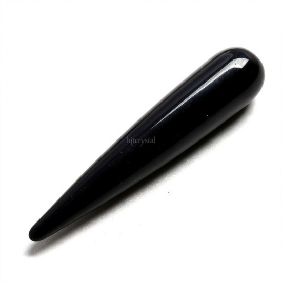 4.33" Black Natural Quartz Crystal Massage Wand Guasha Massage Tool Reiki Healing Stone Manual Massager