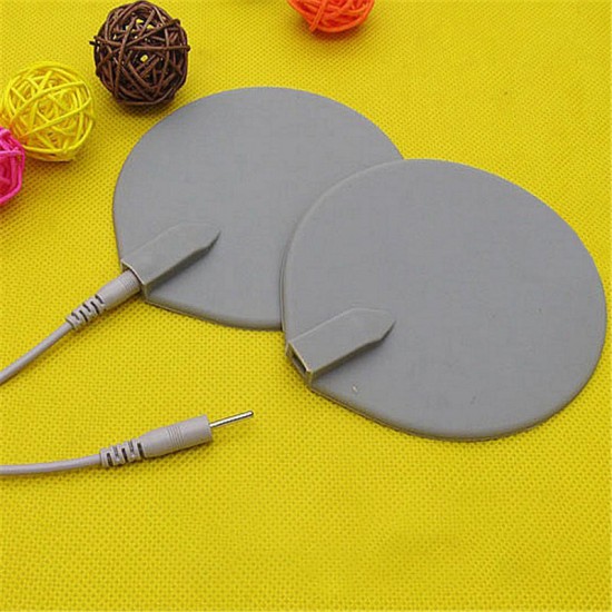 1Pair Silicone Gel Round Oval Shape TENS Unit Electrode Replacement Pad Electrode Patches for Electrotherapy EMS Massager Nerve Muscle Stimulator