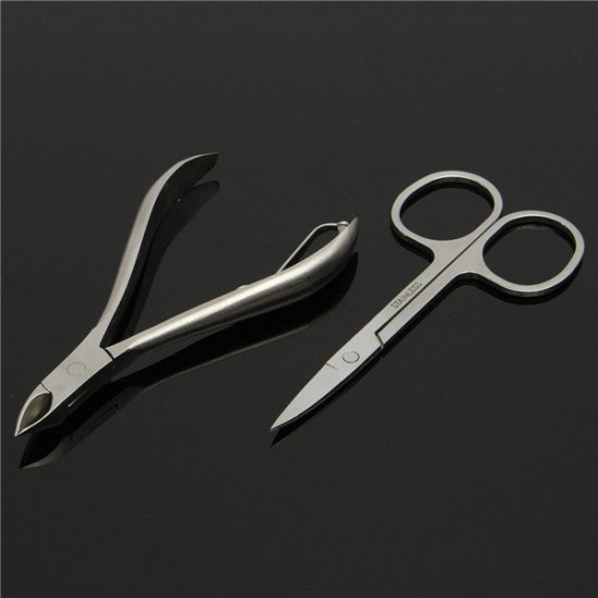 12pcs Stainless Steel Manicure Tools Set Travel Nail Nipper File Clipper Tweezers Eyebrow Scissors