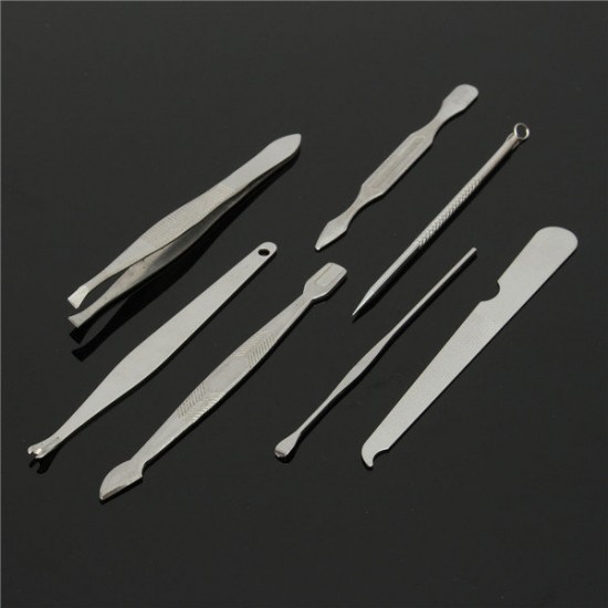 12pcs Stainless Steel Manicure Tools Set Travel Nail Nipper File Clipper Tweezers Eyebrow Scissors