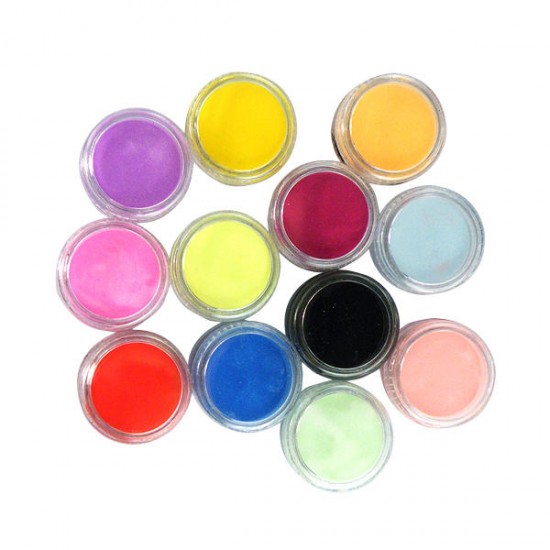 12 Colors Nail Art Tips Acrylic 3D UV Gel Powder Dust
