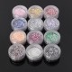 12Pcs Glitter Nail Art Tips Acrylic Powder Dust Manicure Set