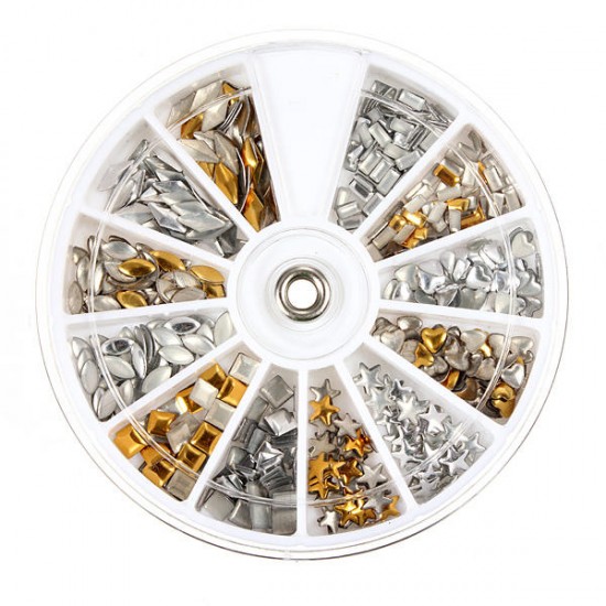 6 Style 3D Nail Art Decoration Metallic Plate Round Wheel