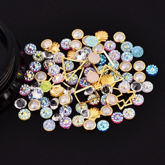 Dancingnail Mixing Pearl Shell Cololful Nail Decoration Beads Rhinestone Manicure Ornaments