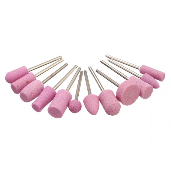 12pcs Pink Ceramics Nail Drill Bits Kit Grinding Manicure Pedicure Heads Polishing Machine