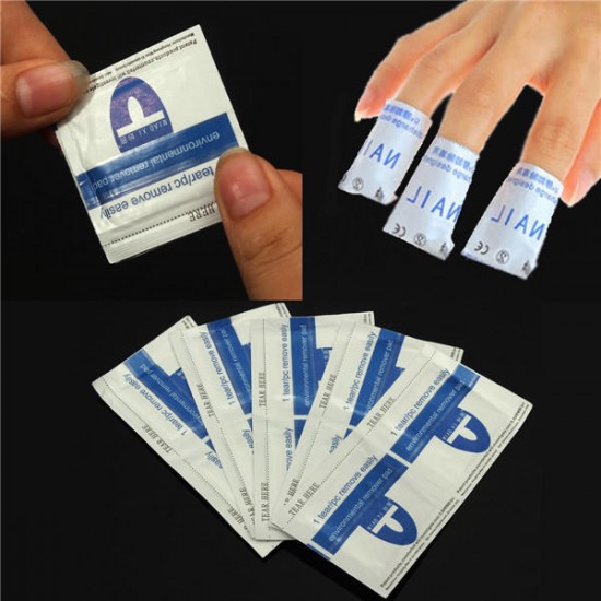 100 Pcs Environmental Nail Art UV Gel Polish Remover Cleaner Wraps Pads