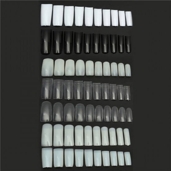 100Pcs Acrylic Black White Clear French Half Full Fake Nail Art Tips Polish Display
