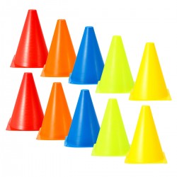 10Pcs/Set Plastic Training Cone Sport Marking Cups Soccer Basketball Skate Marker Outdoor Activity Supplies 18cm Colorful