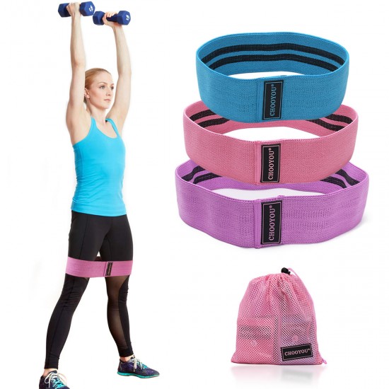 3pcs Booty Resistance Bands Set Loop Hip Booty Legs Exercise Workout Elastic Bag